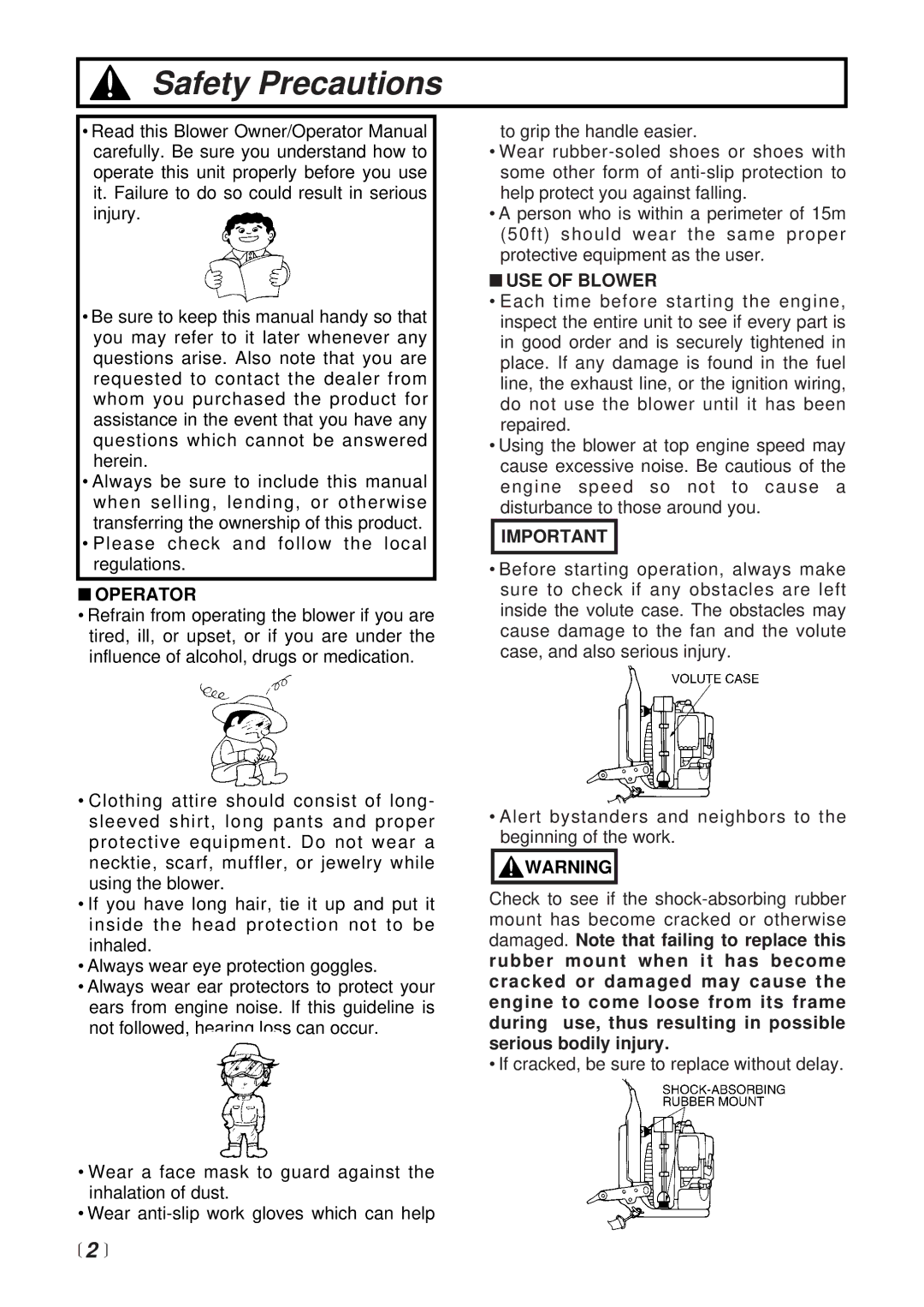 RedMax EB4300 manual Safety Precautions, Operator, USE of Blower 