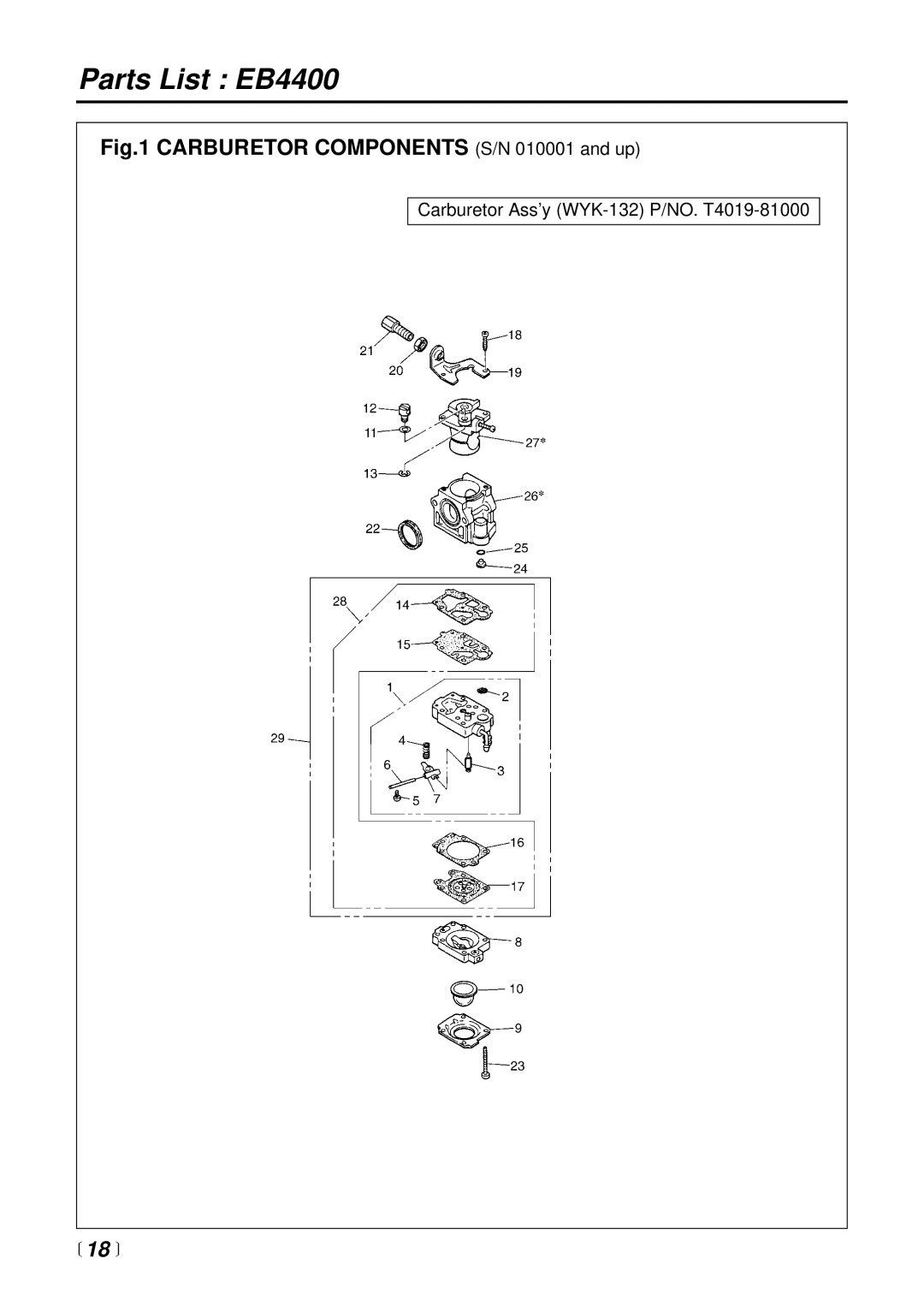 RedMax manual Parts List EB4400 