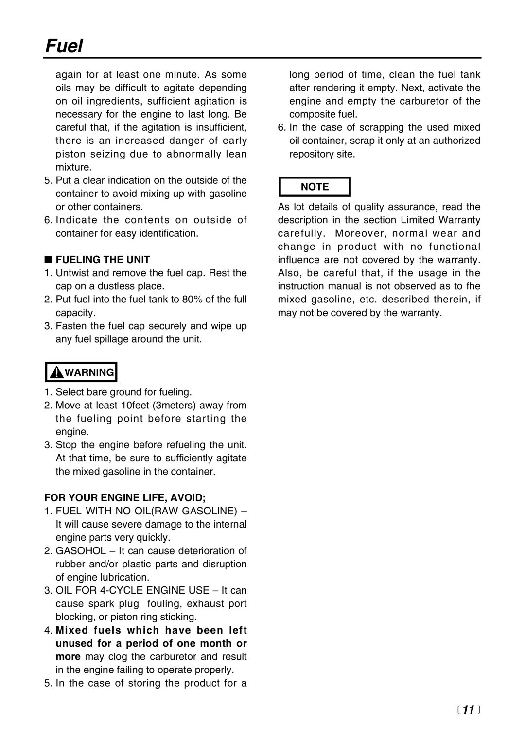 RedMax EB4401 manual Fueling the Unit, For Your Engine LIFE, Avoid 