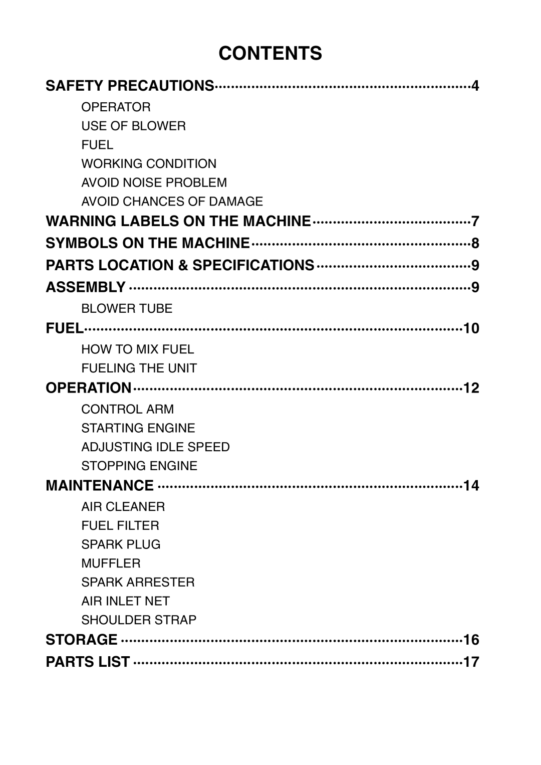 RedMax EB4401 manual Contents 