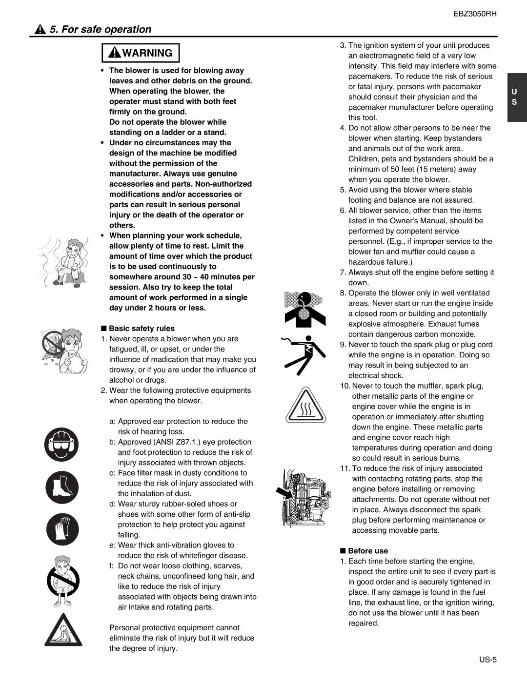 RedMax EBZ3050RH manual For safe operation, Before use 