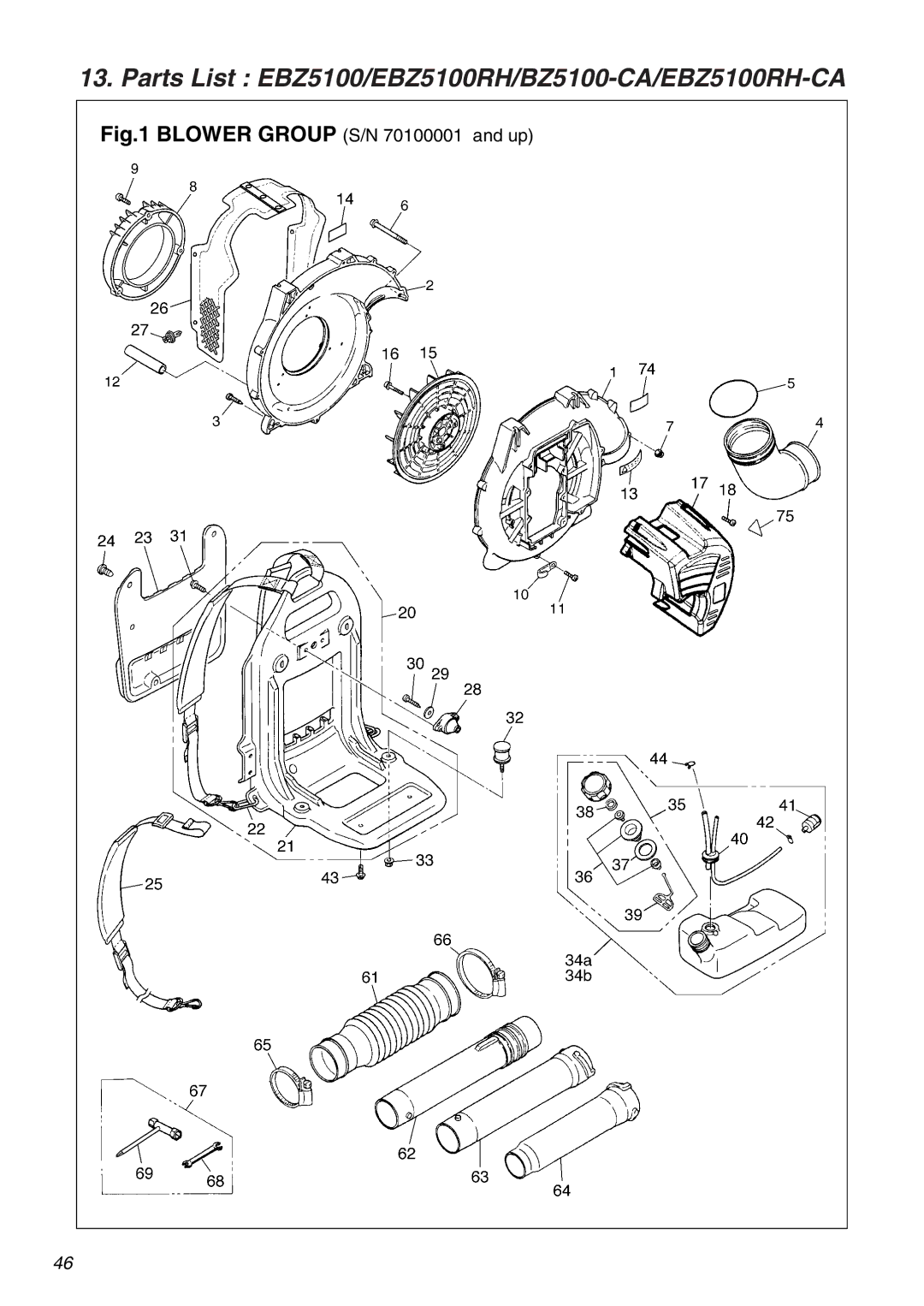 RedMax EBZ5100-CA manual Parts List EBZ5100/EBZ5100RH/BZ5100-CA/EBZ5100RH-CA 