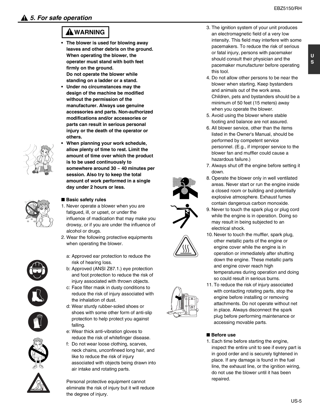 RedMax EBZ5150RH manual For safe operation, Before use 