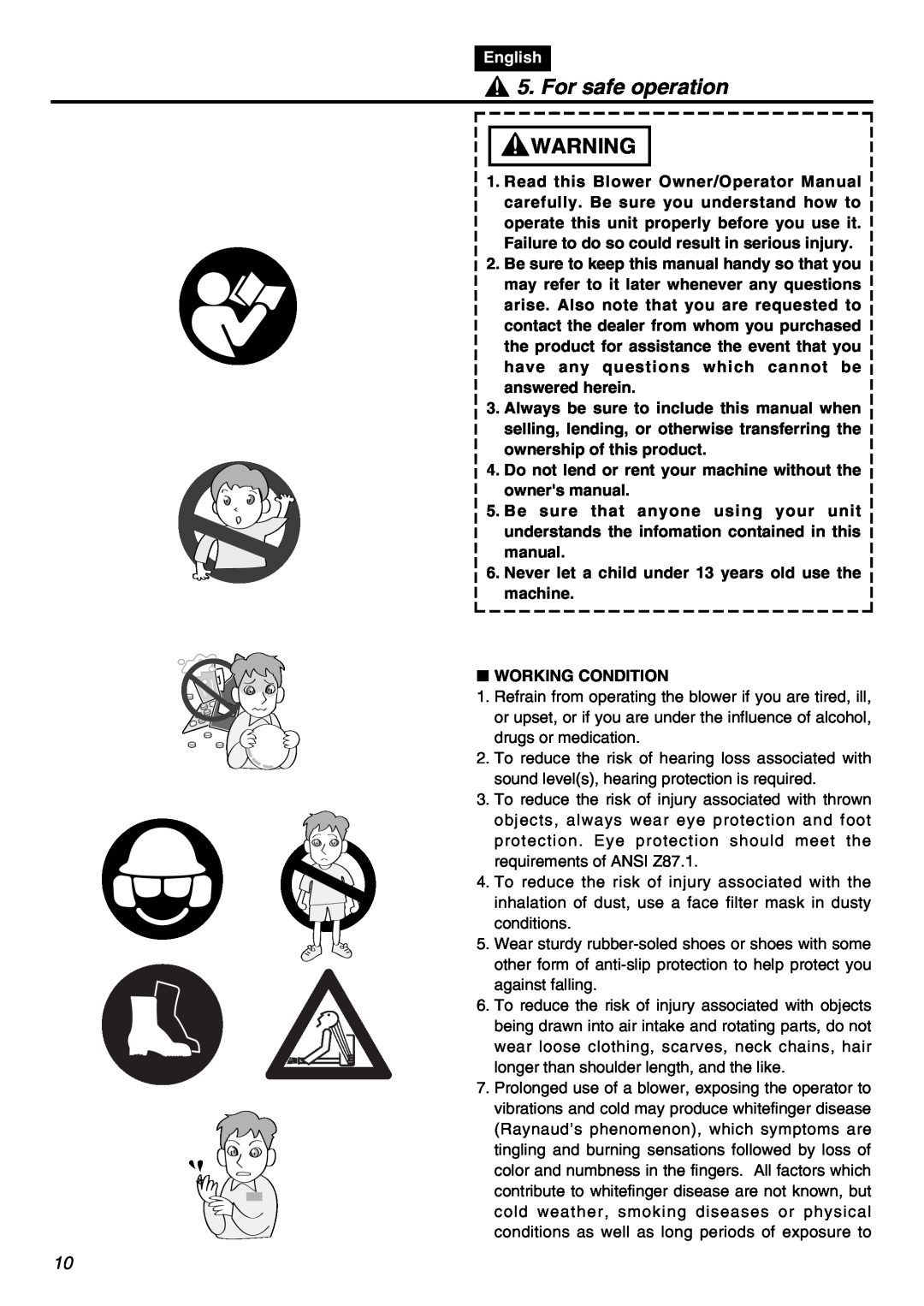 RedMax EBZ7001RH-CA, EBZ7001-CA manual For safe operation, English 