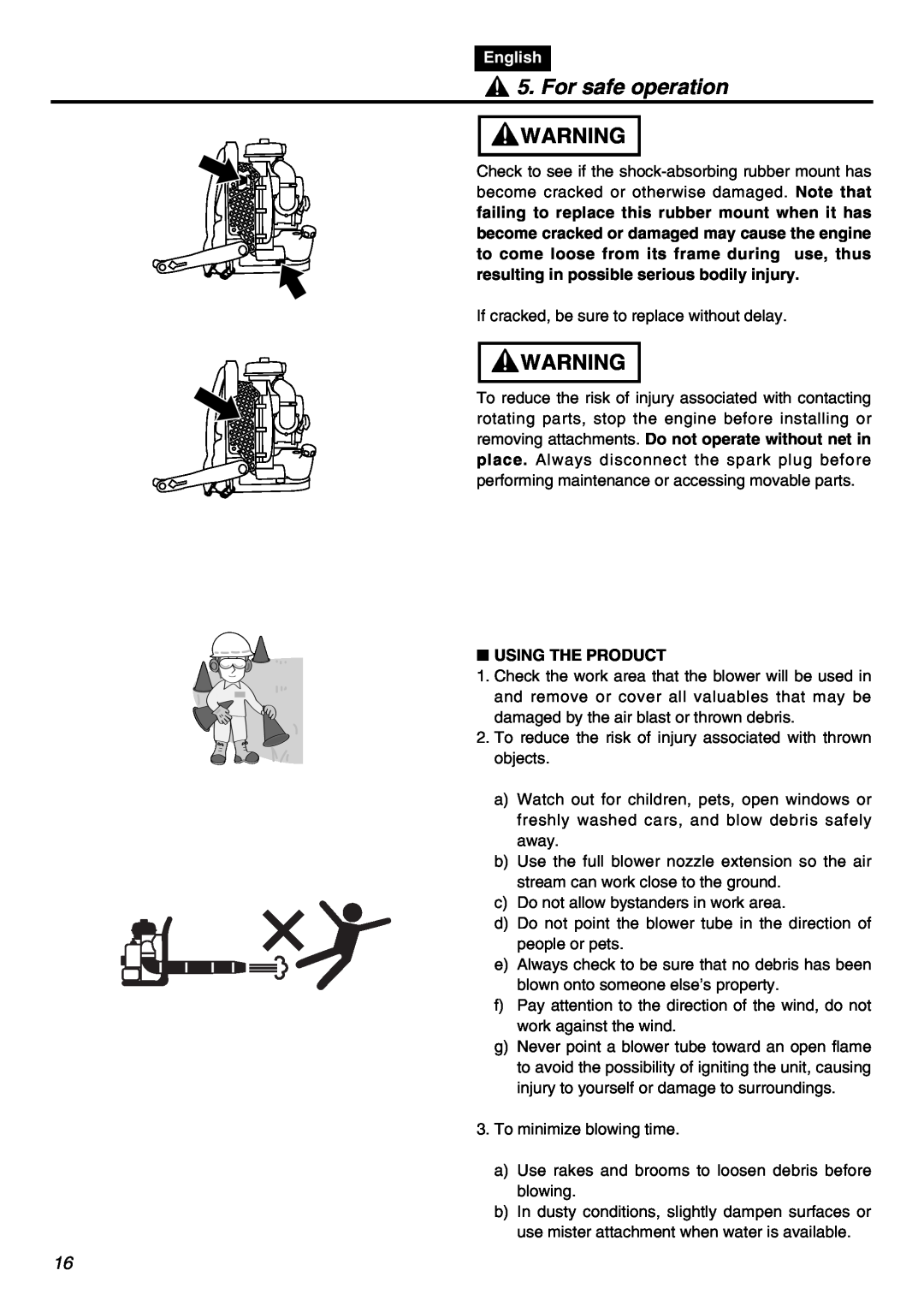 RedMax EBZ7001RH-CA, EBZ7001-CA manual For safe operation, English, Using The Product 