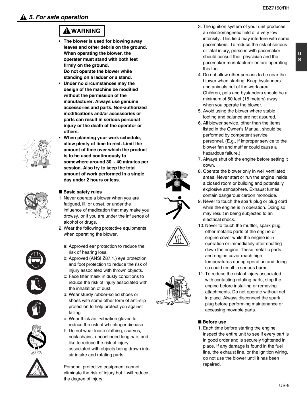 RedMax EBZ7150RH manual For safe operation, Before use 