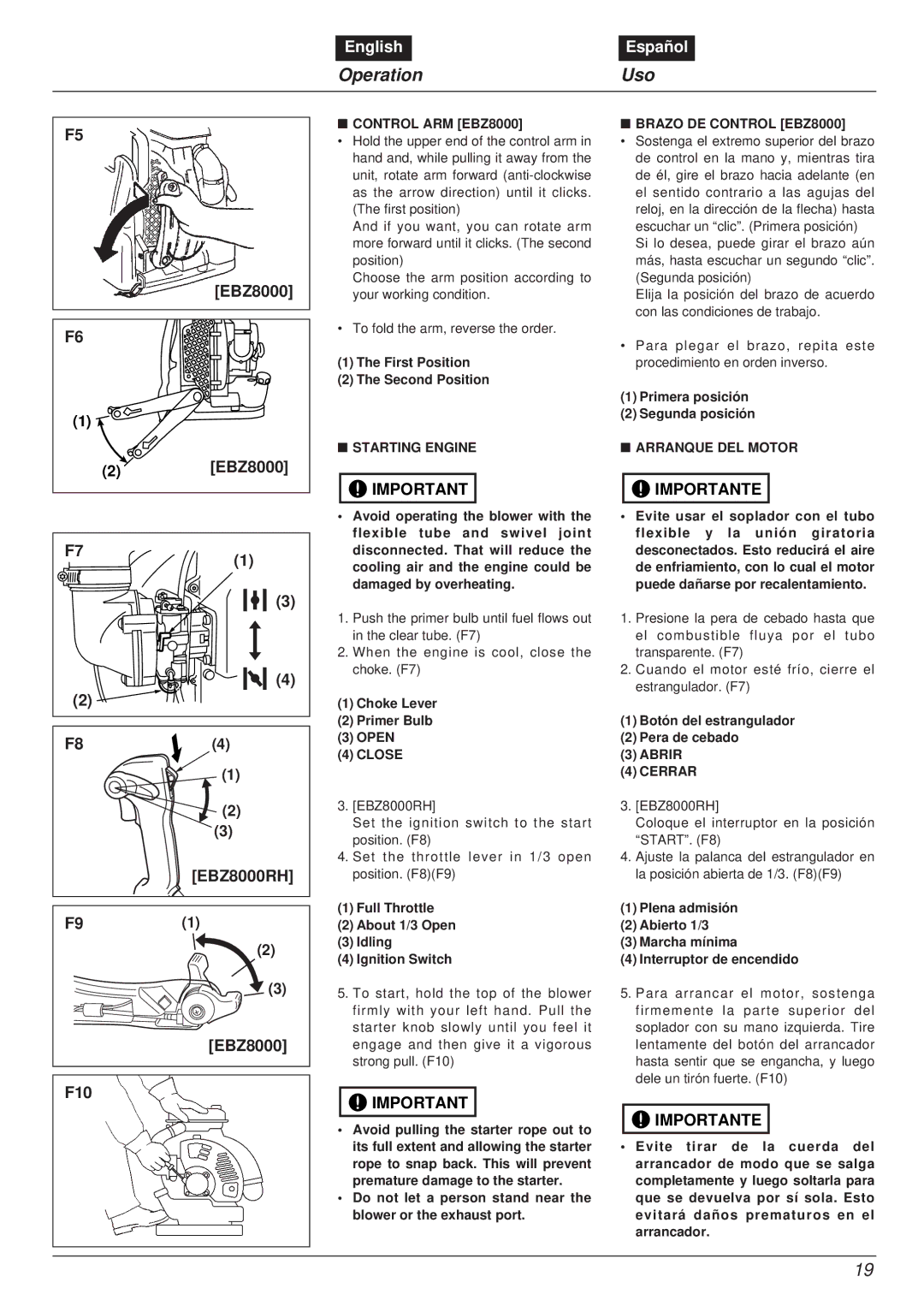 RedMax manual EBZ8000 F84 EBZ8000RH F91 F10 