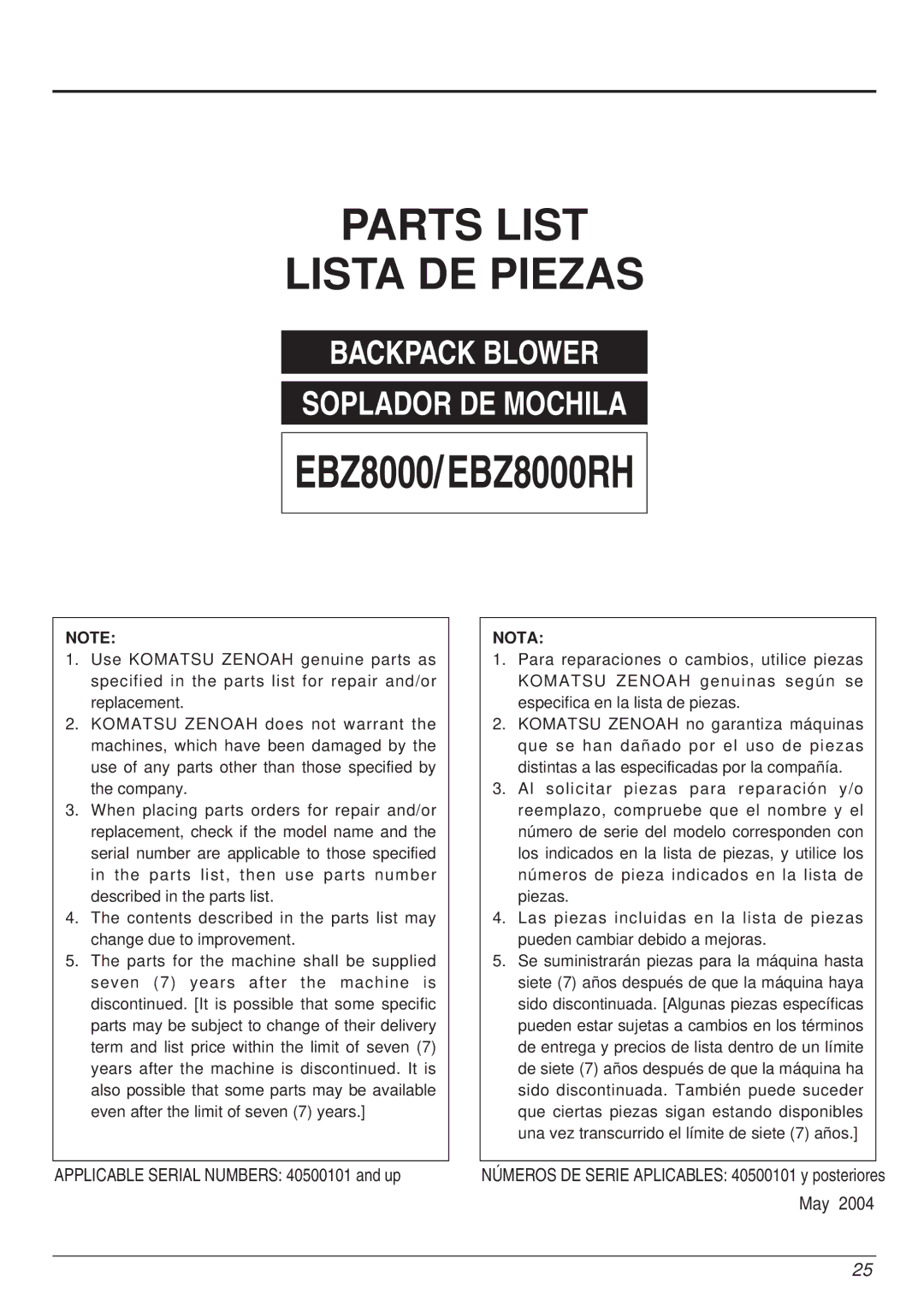 RedMax EBZ8000RH manual Parts List Lista DE Piezas 