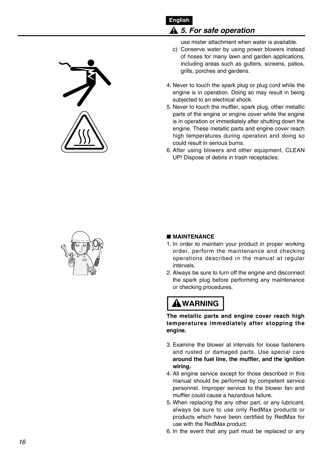 RedMax EBZ8001RH manual Maintenance 