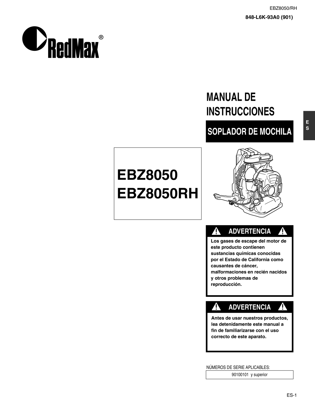 RedMax EBZ8050RH manual Soplador DE Mochila 