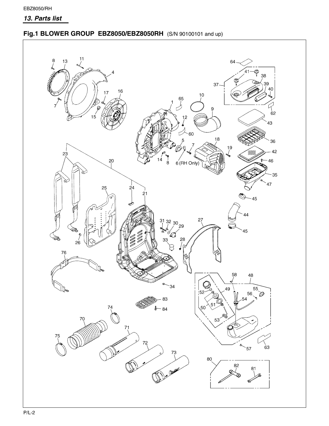 RedMax manual Blower Group EBZ8050/EBZ8050RH S/N 90100101 and up 