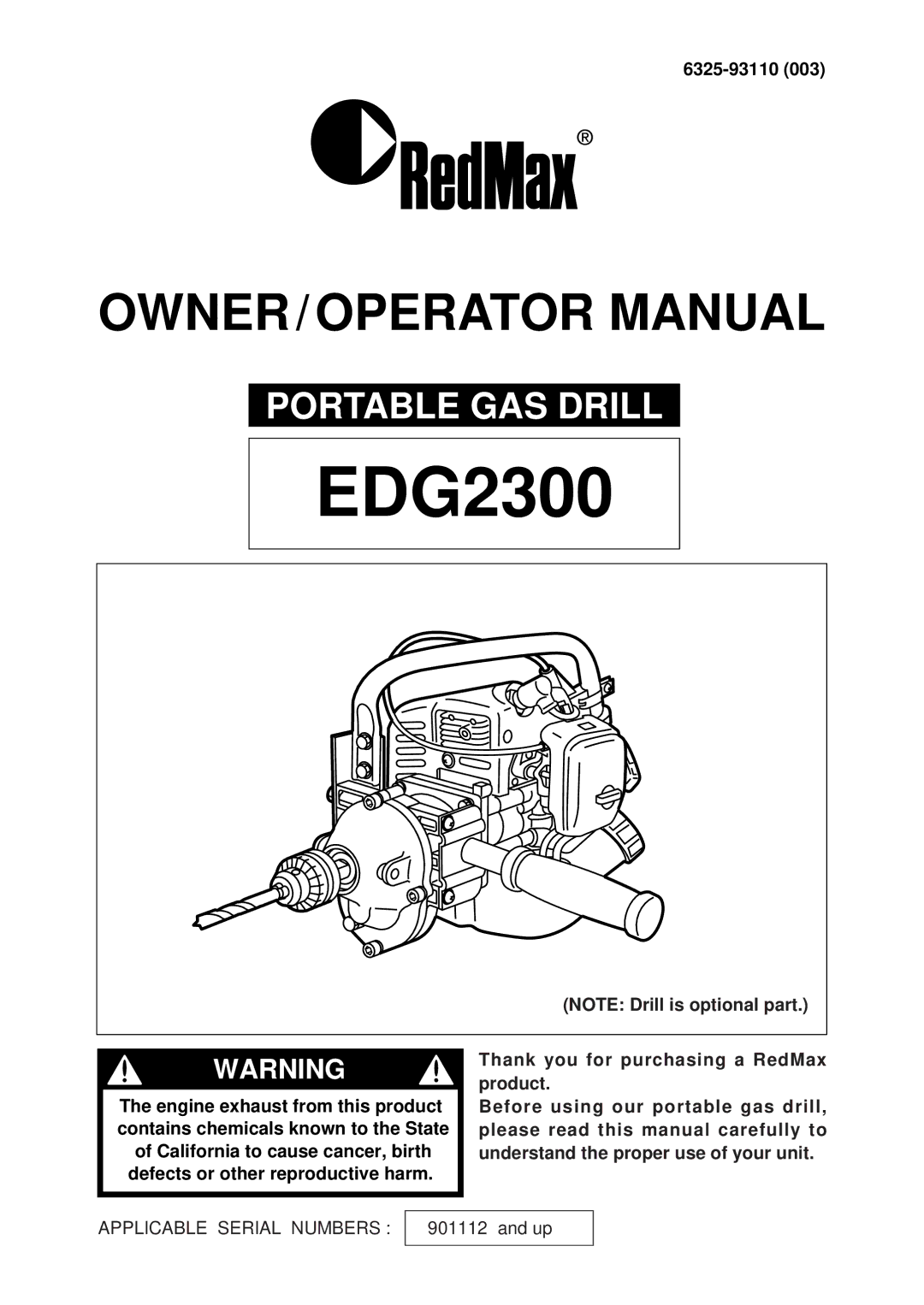 RedMax EDG2300 manual 6325-93110 