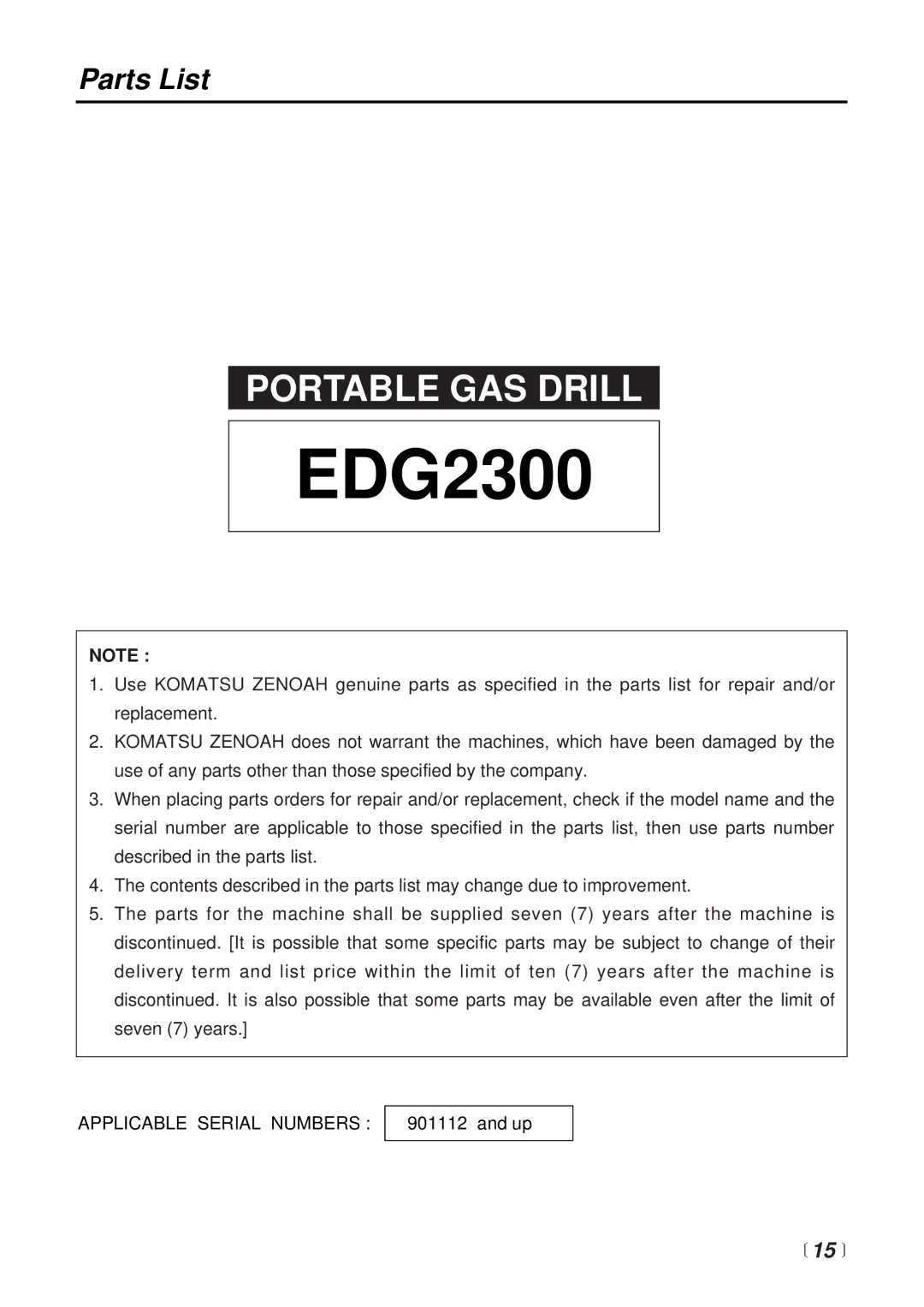 RedMax EDG2300 manual Parts List 