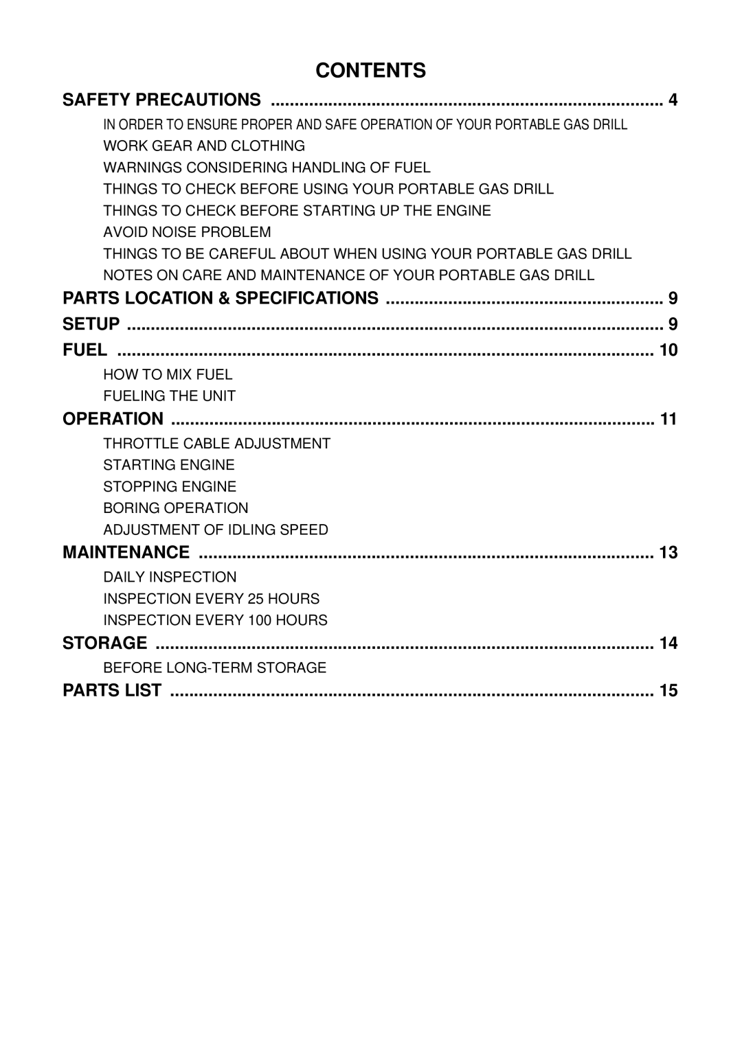 RedMax EDG2300 manual Contents 