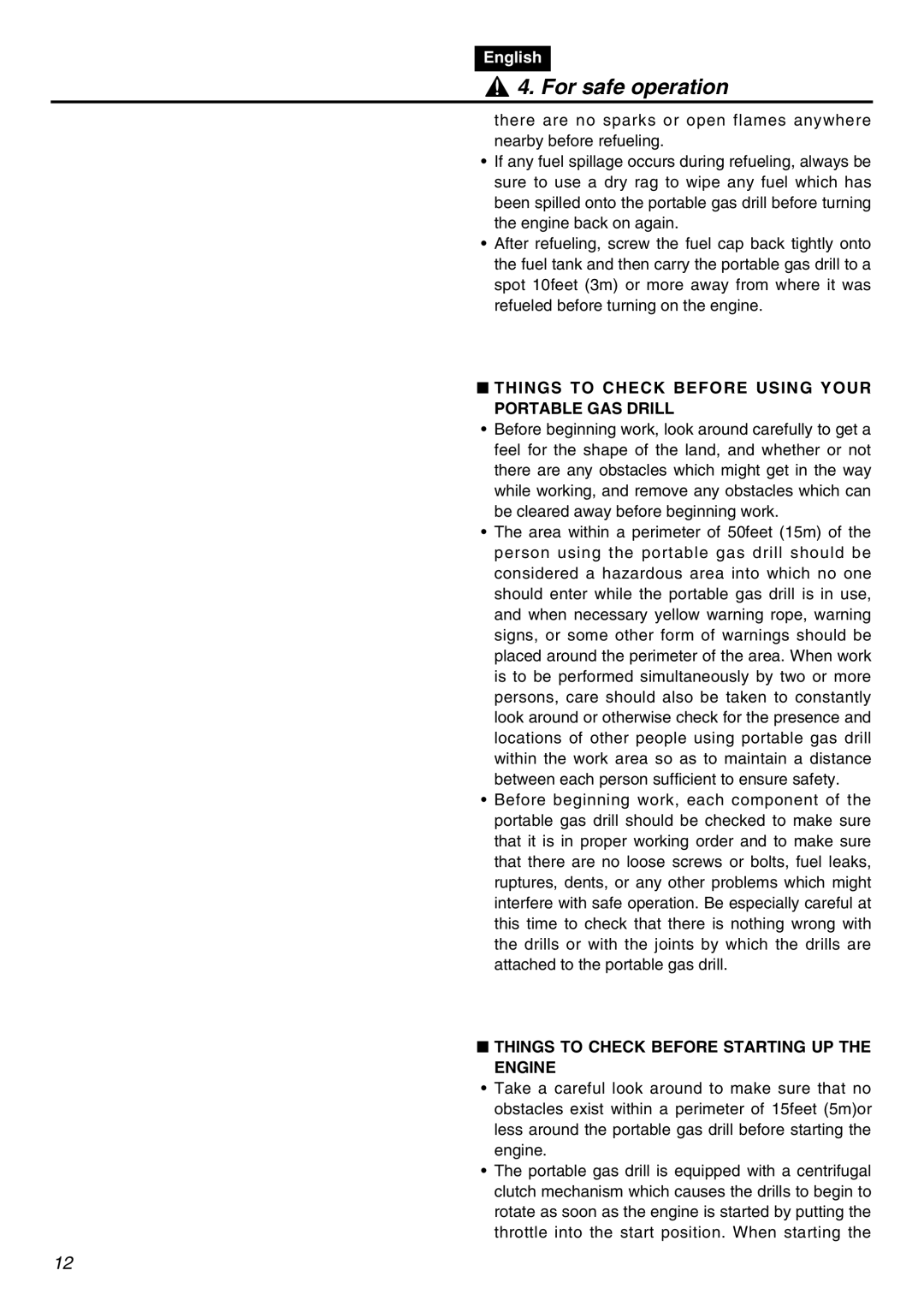 RedMax EDG2300R manual Things to Check Before Using Your Portable GAS Drill, Things to Check Before Starting UP the Engine 