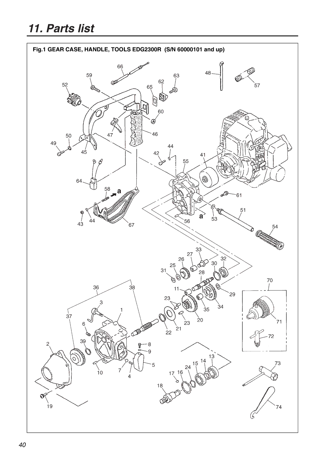 RedMax EDG2300R manual Parts list 