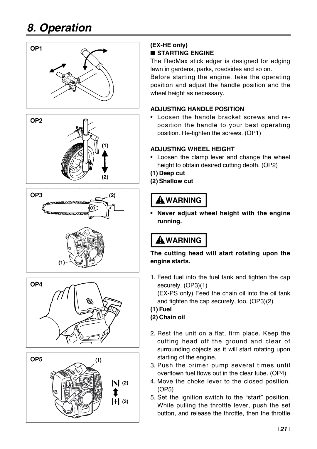 RedMax EX-BC manual Operation,  21  