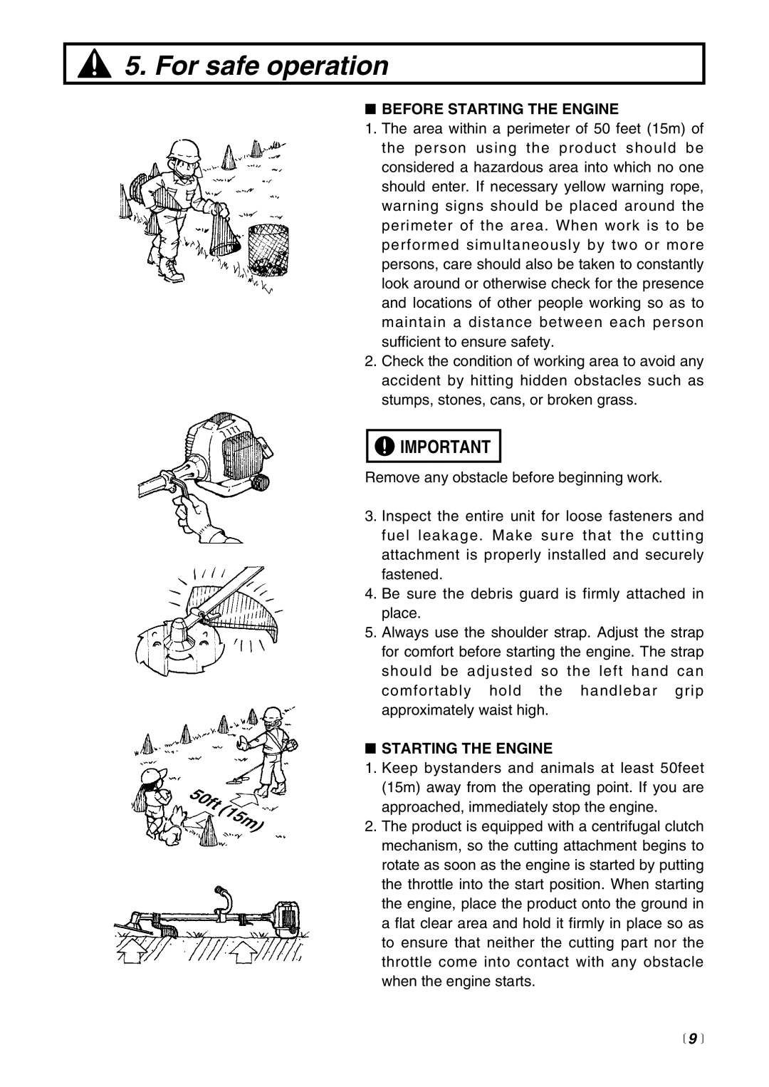 RedMax EX-BC manual  9 , For safe operation, Before Starting The Engine 