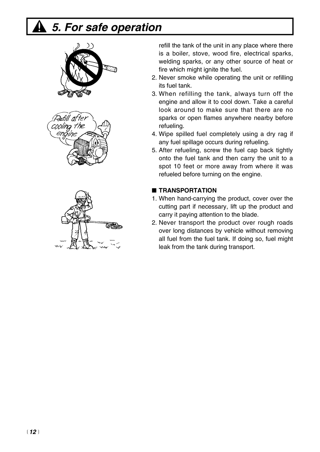 RedMax EX2-BC, EXZ-PU, EX-HE, EX-PS, EX-LRT manual Transportation,  12  