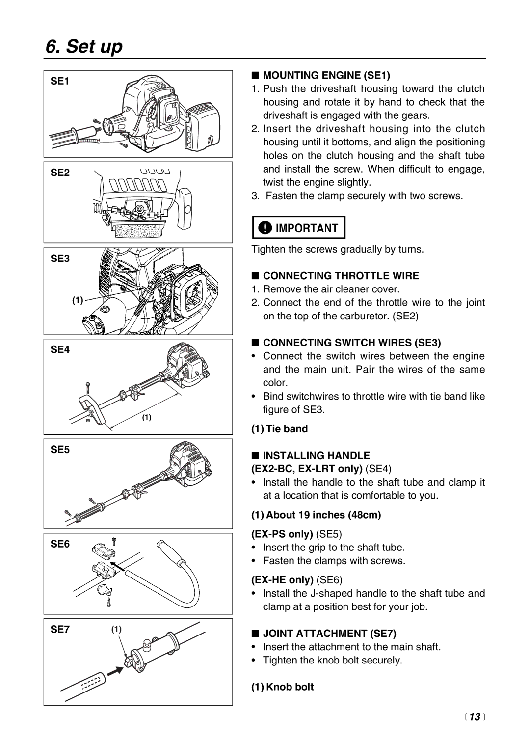 RedMax EX-PS, EXZ-PU, EX-HE, EX2-BC, EX-LRT manual Set up,  13  