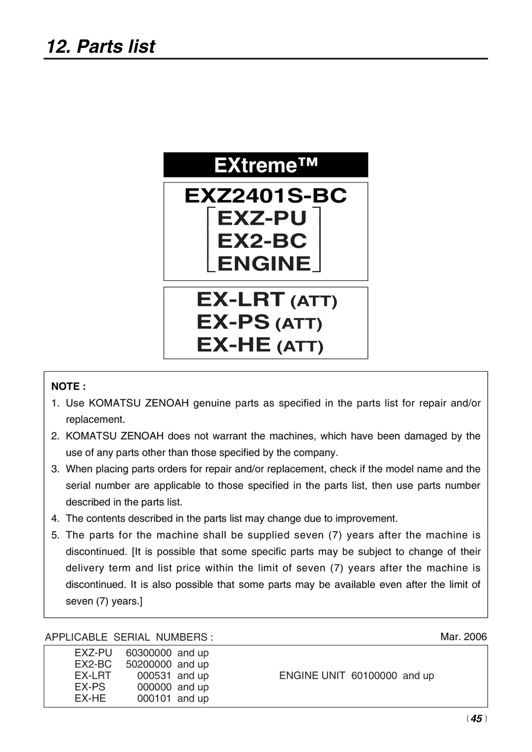 RedMax EXZ-PU, EX-HE, EX2-BC, EX-PS, EX-LRT manual Ex-Lrt Att Ex-Ps Att Ex-He Att, Parts list 