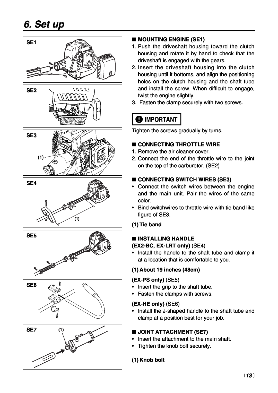 RedMax EXZ2401S-BC manual Set up,  13  