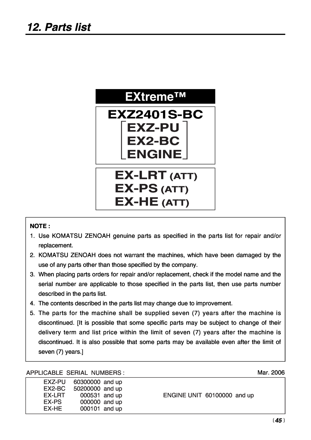 RedMax manual Parts list, EXtreme, EXZ2401S-BC EXZ-PU ,  EX2-BC   ENGINE, Ex-Lrt Att Ex-Ps Att Ex-He Att 