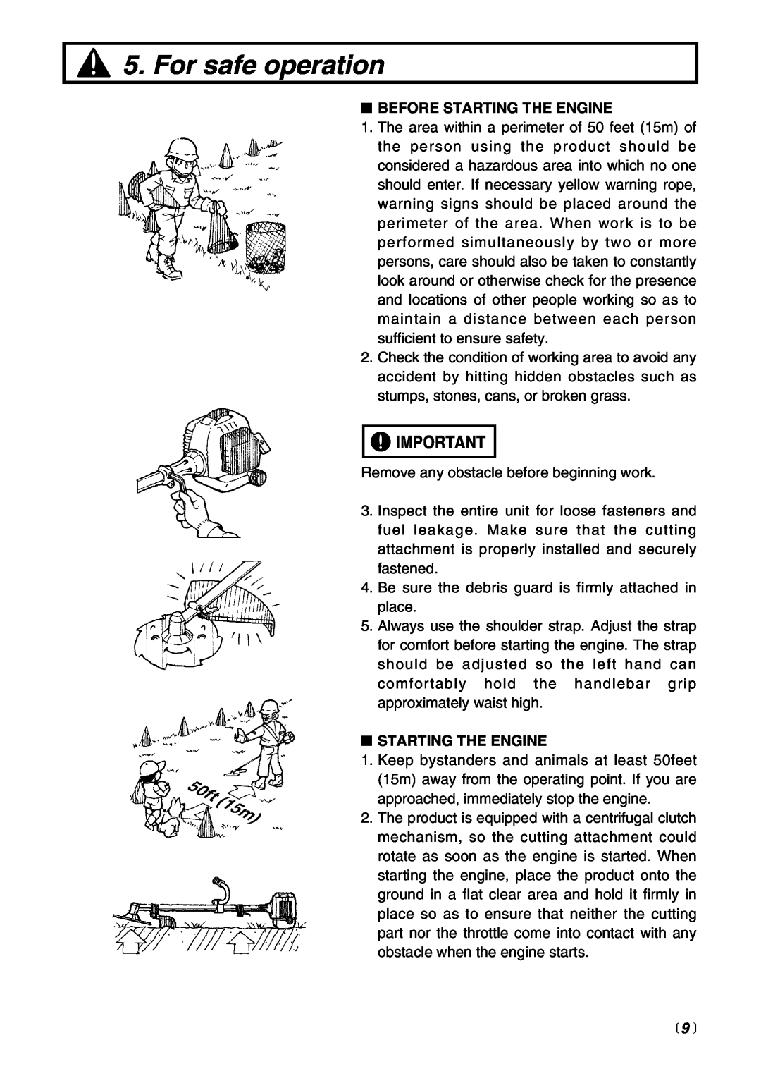 RedMax EXZ2401S-BC manual  9 , For safe operation, Before Starting The Engine 
