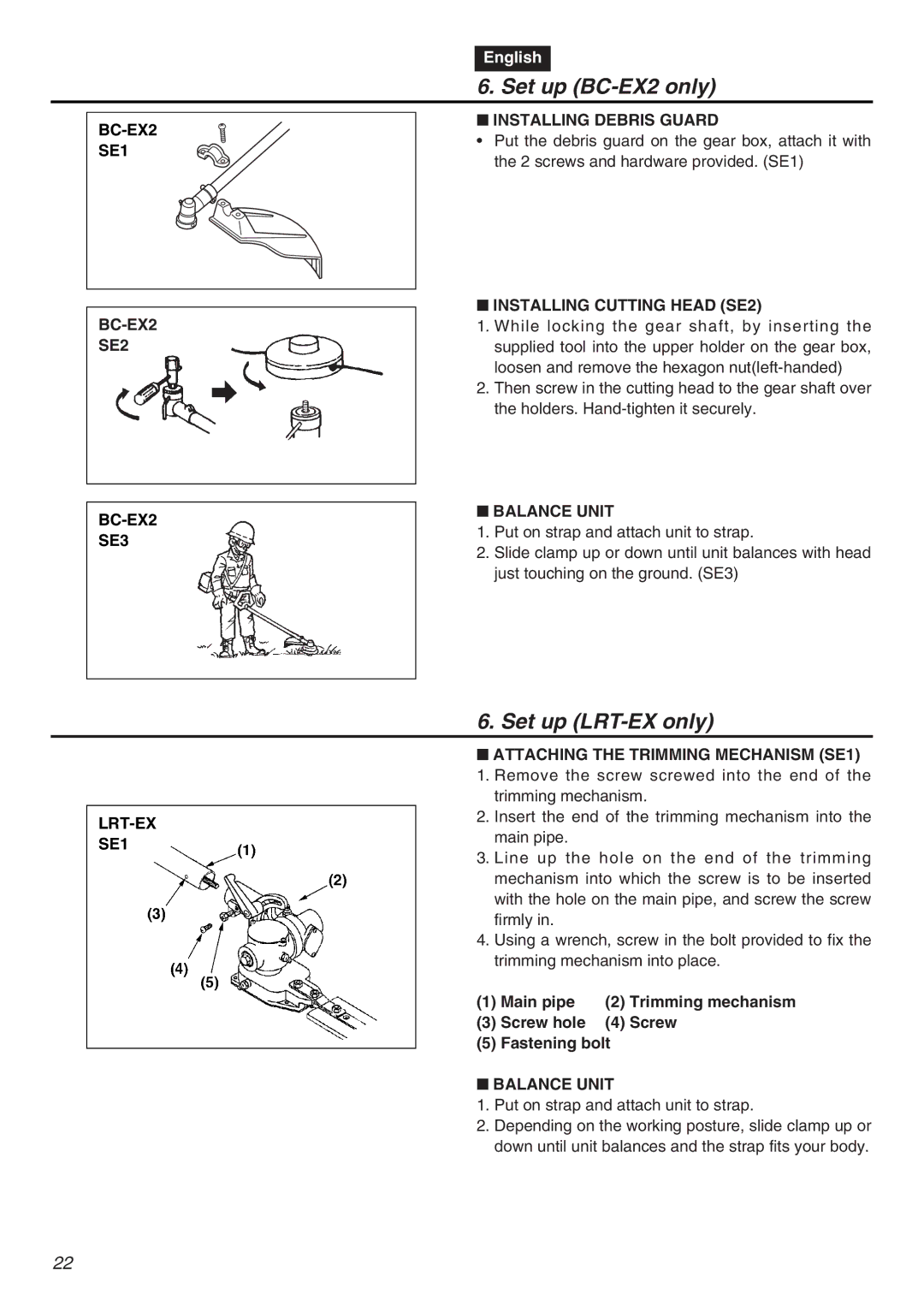 RedMax EXZ2401S-PH-CA manual Set up BC-EX2 only, Set up LRT-EX only 