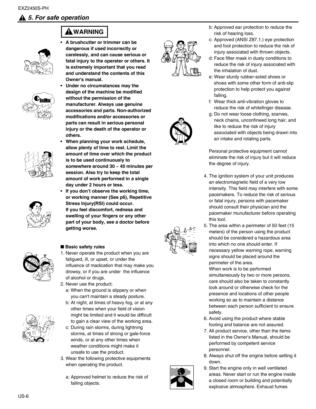 RedMax EXZ2450S-PH manual For safe operation 