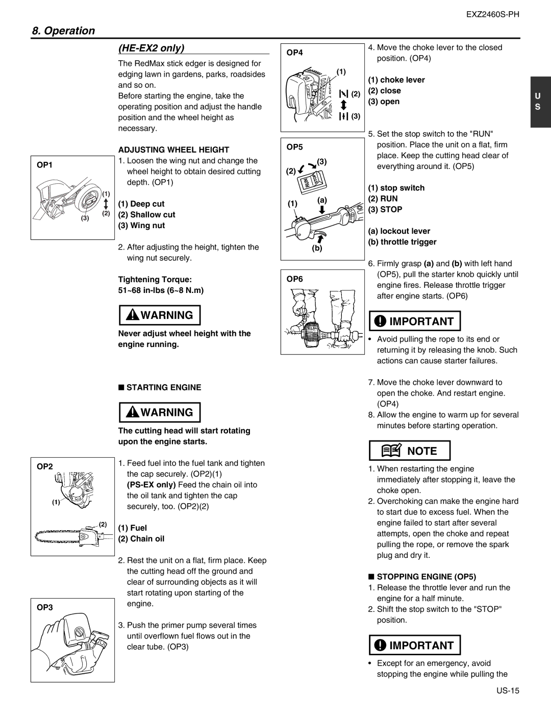 RedMax EXZ2460S-PH manual Operation 