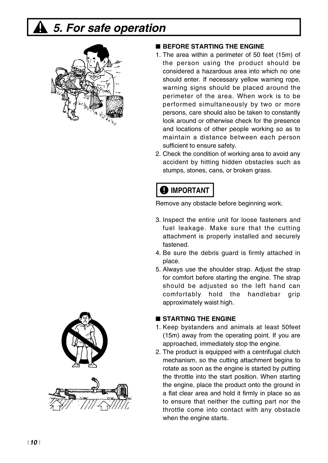 RedMax EXZ2500S-BC manual Before Starting the Engine,  10  