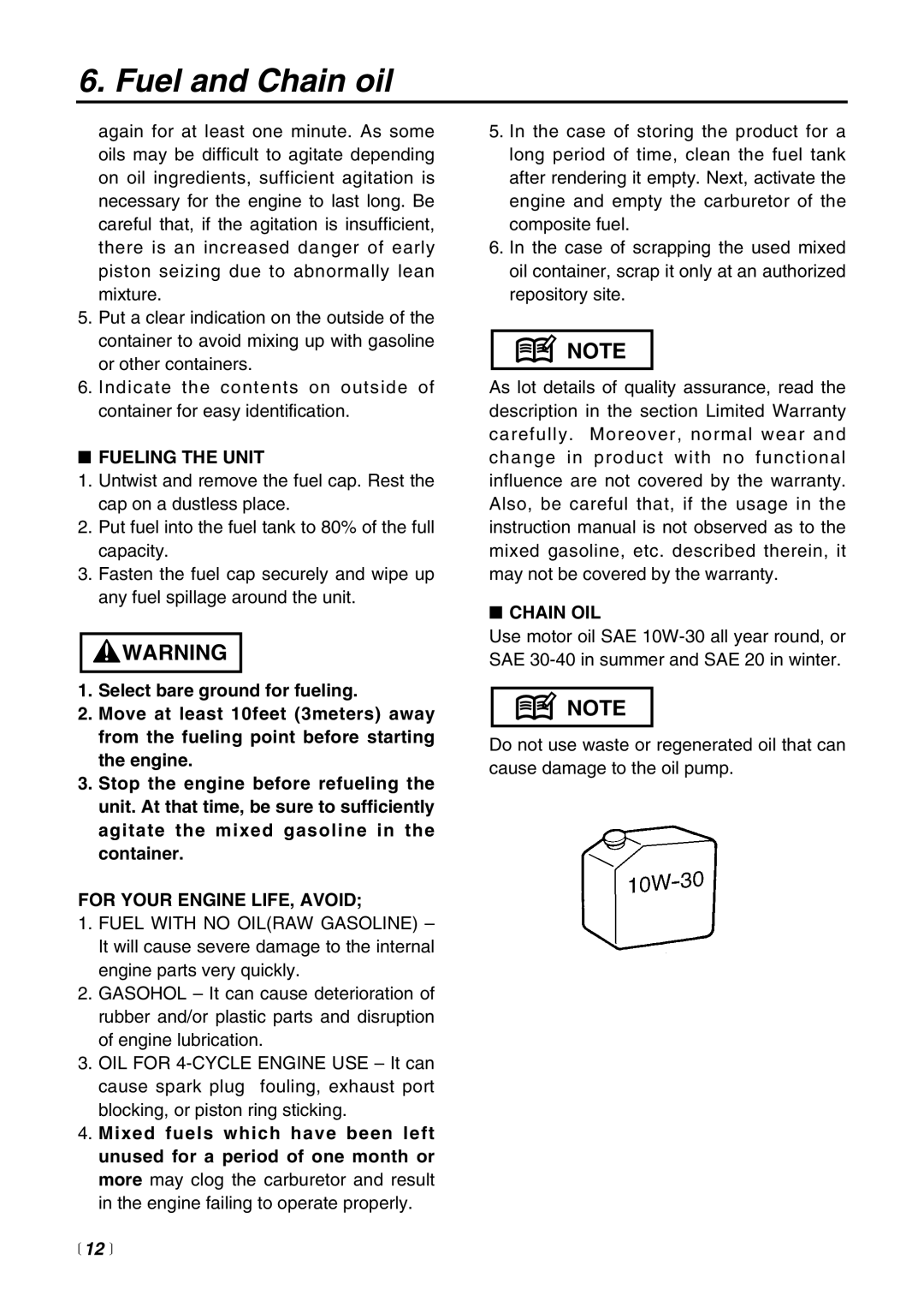 RedMax G3200EZ manual Fueling the Unit, For Your Engine LIFE, Avoid,  12 , Chain OIL 