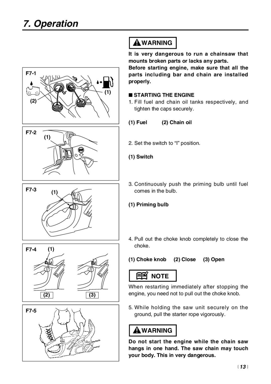 RedMax G3200EZ manual Operation, Starting the Engine 