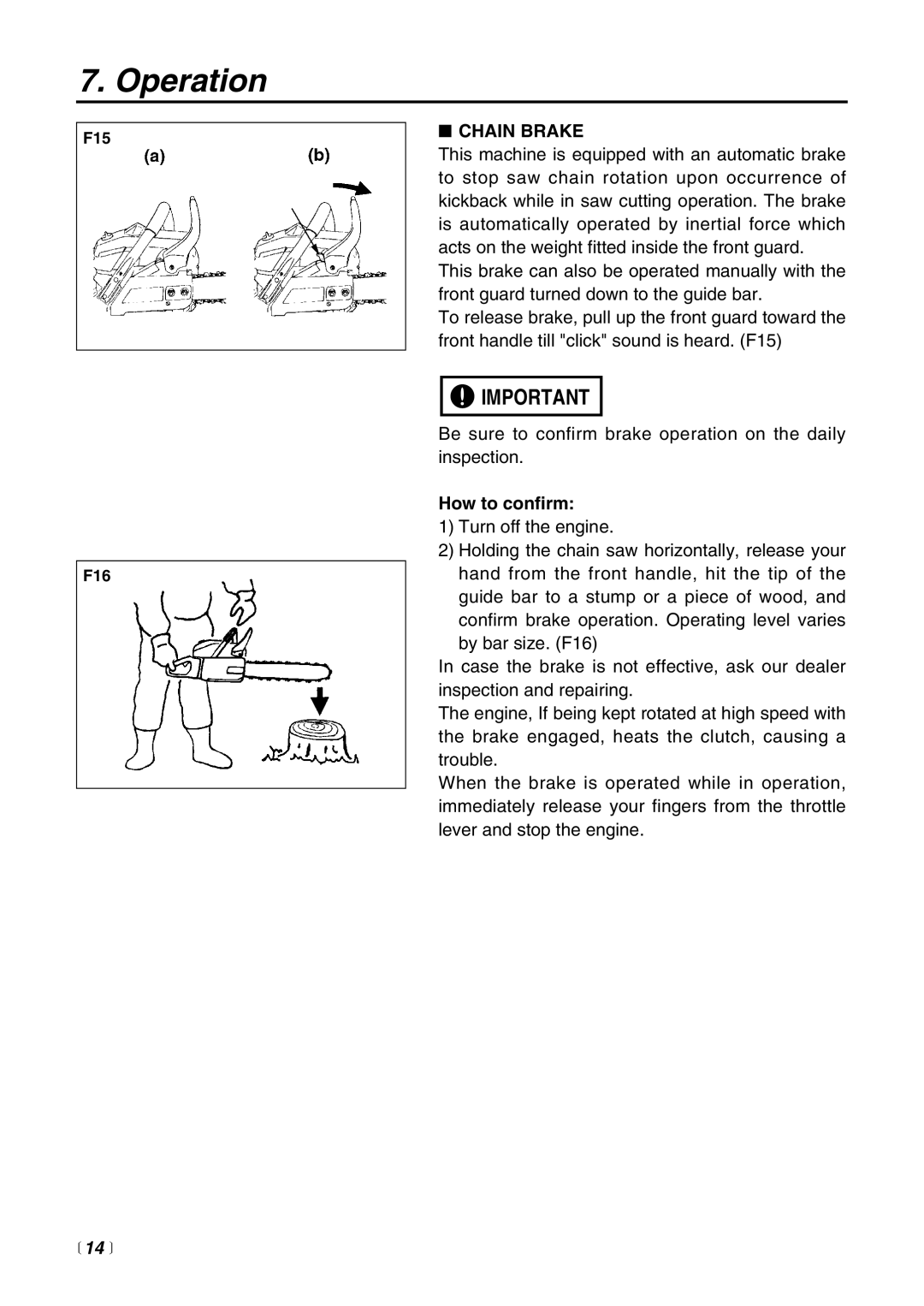 RedMax G3800AVS manual Chain Brake, How to confirm 