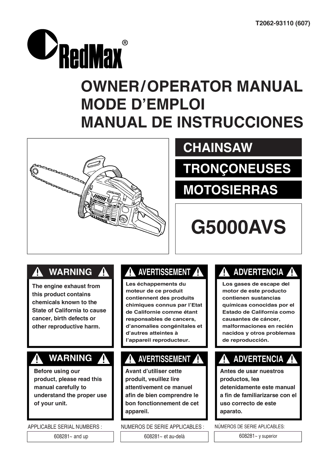 RedMax G5000AVS manual 