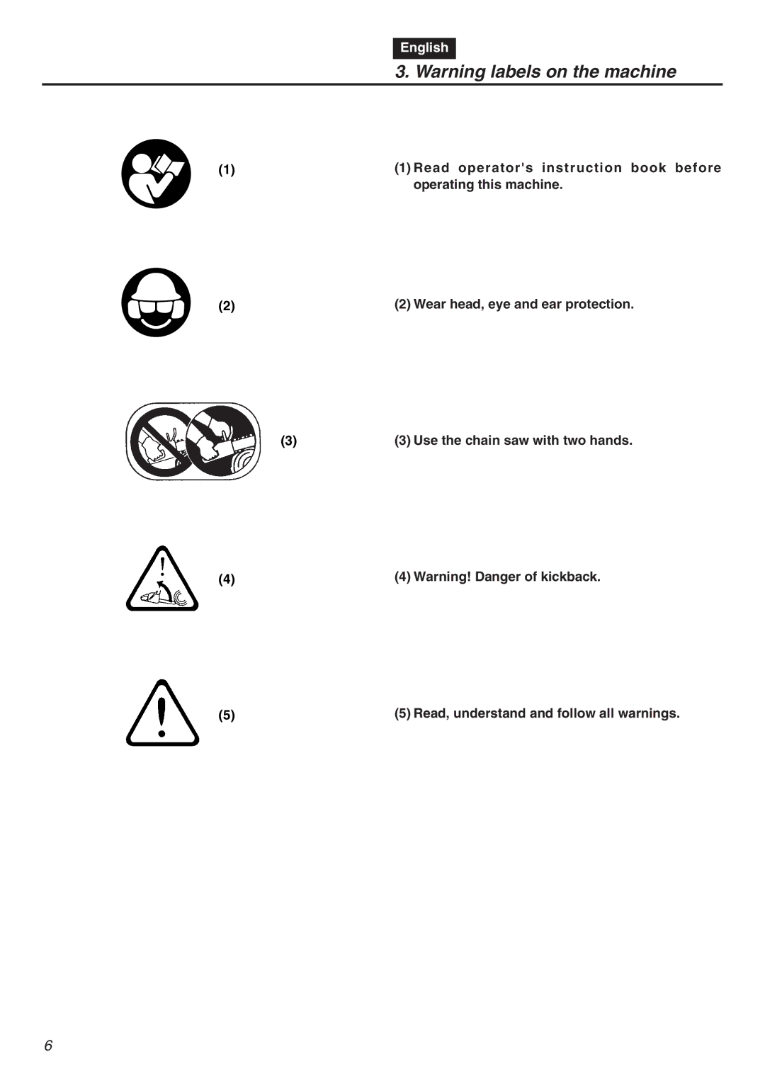 RedMax G5000AVS manual Read operators instruction book before, Operating this machine, Use the chain saw with two hands 