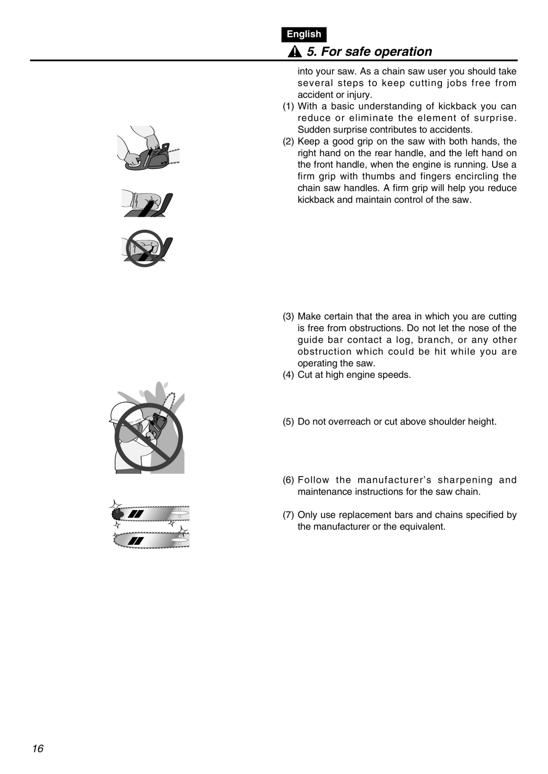 RedMax G5000AVS manual For safe operation, English, Cut at high engine speeds 