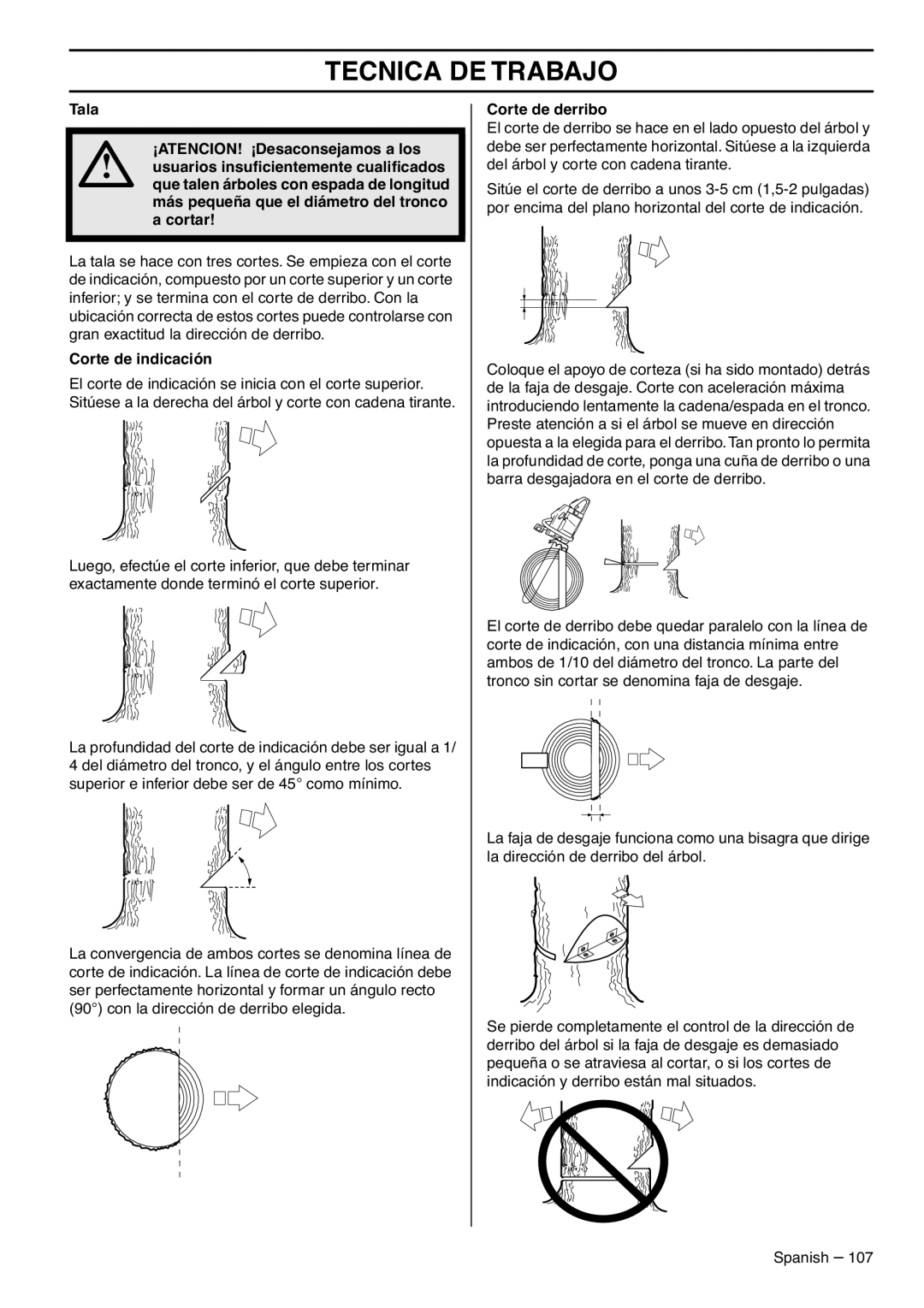 RedMax G5300 manual Corte de indicación, Corte de derribo 