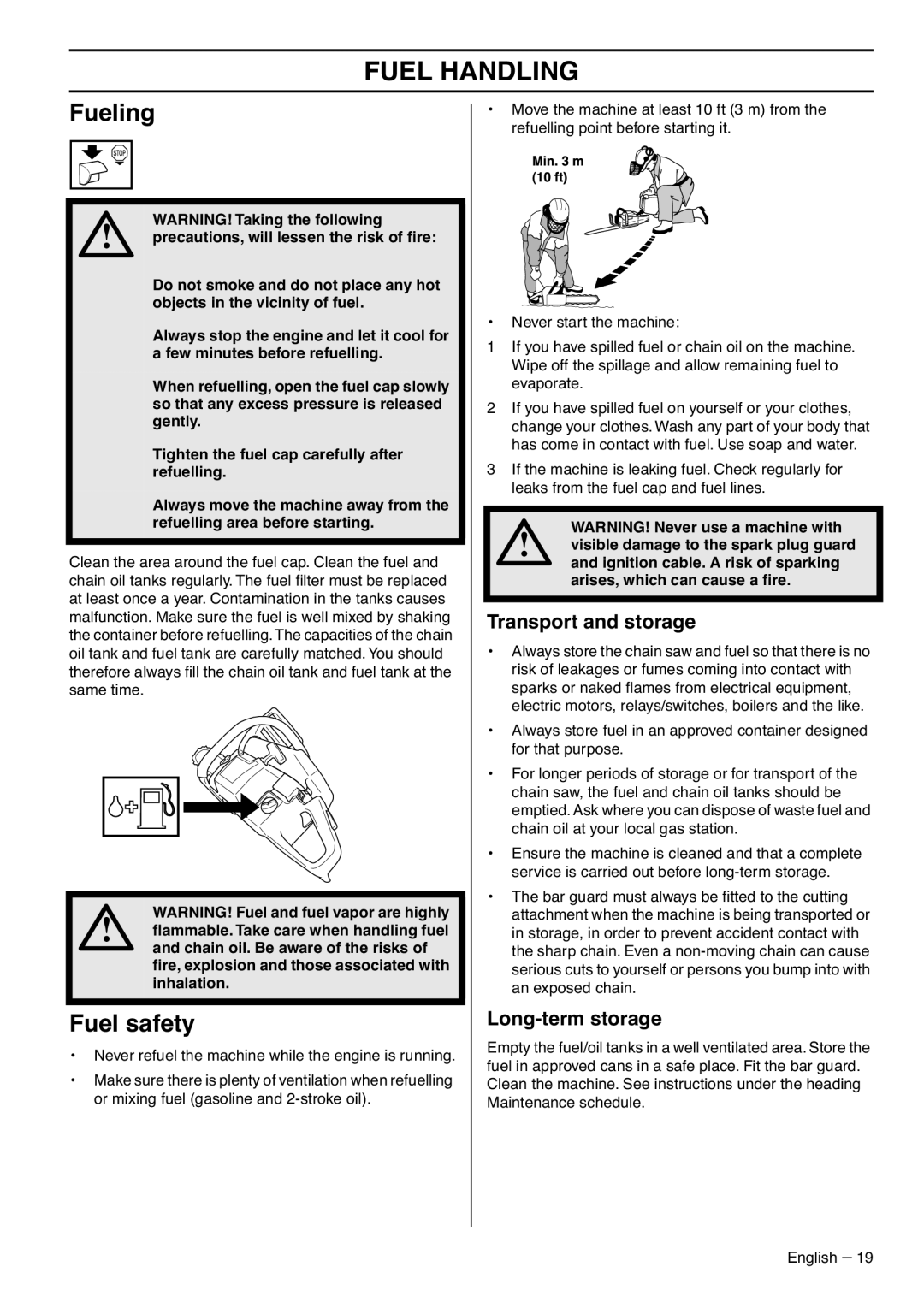 RedMax G5300 manual Fueling, Fuel safety, Transport and storage, Long-term storage 