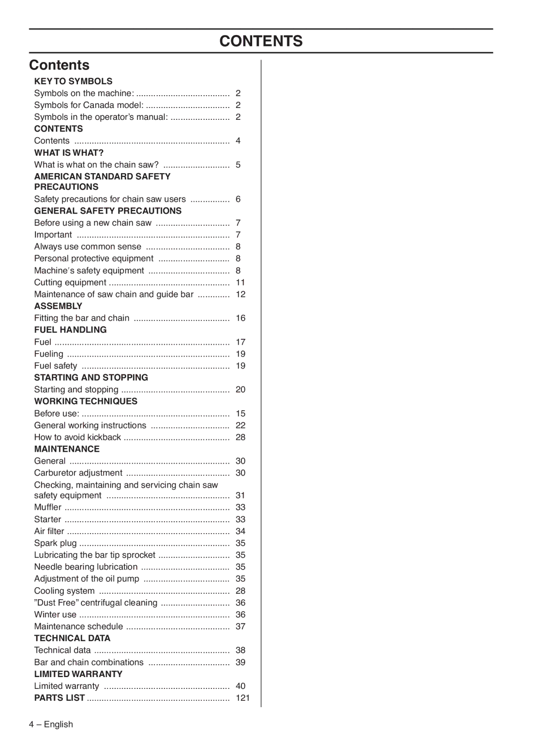 RedMax G5300 manual Contents 