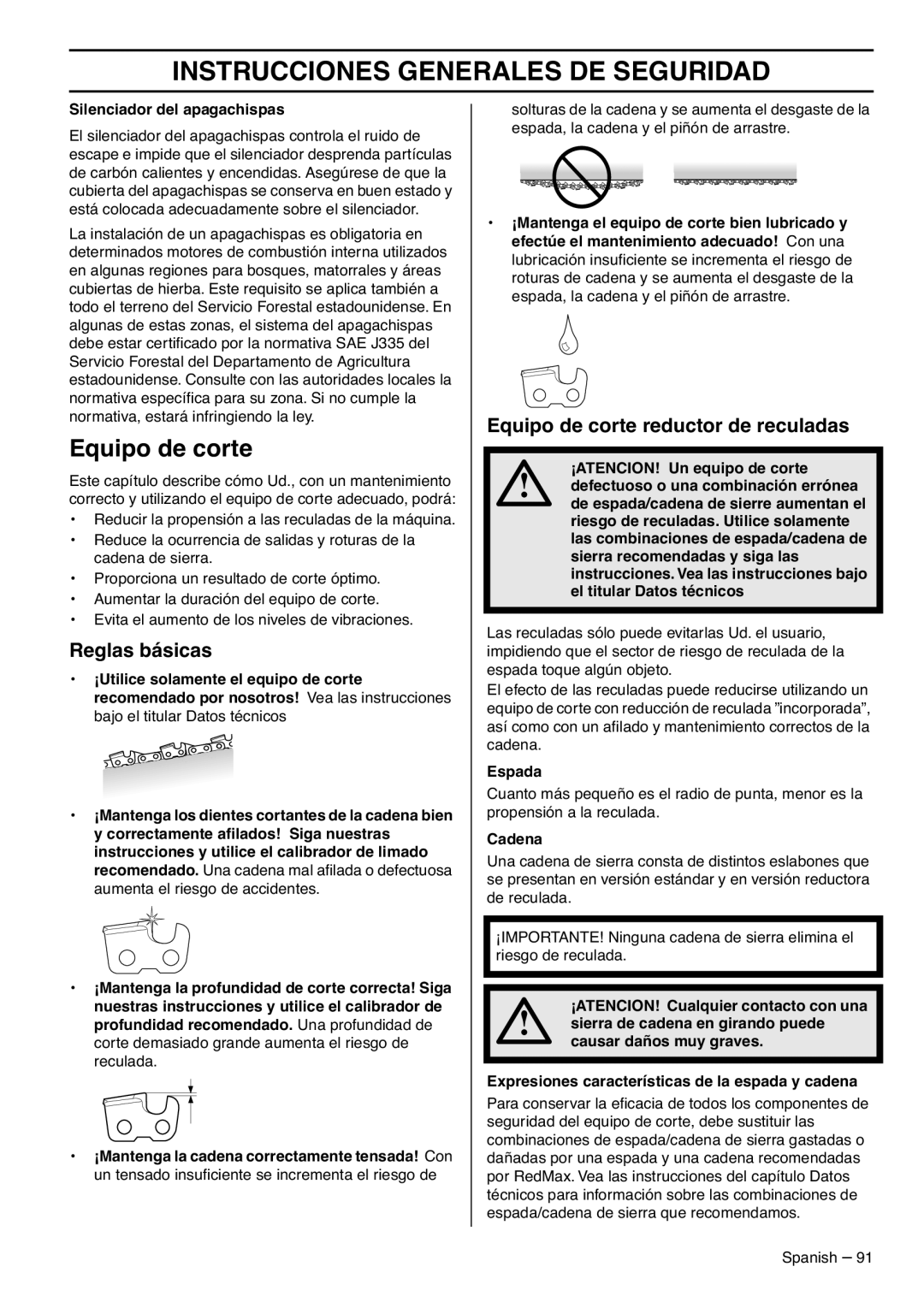 RedMax G5300 manual Reglas básicas, Equipo de corte reductor de reculadas 