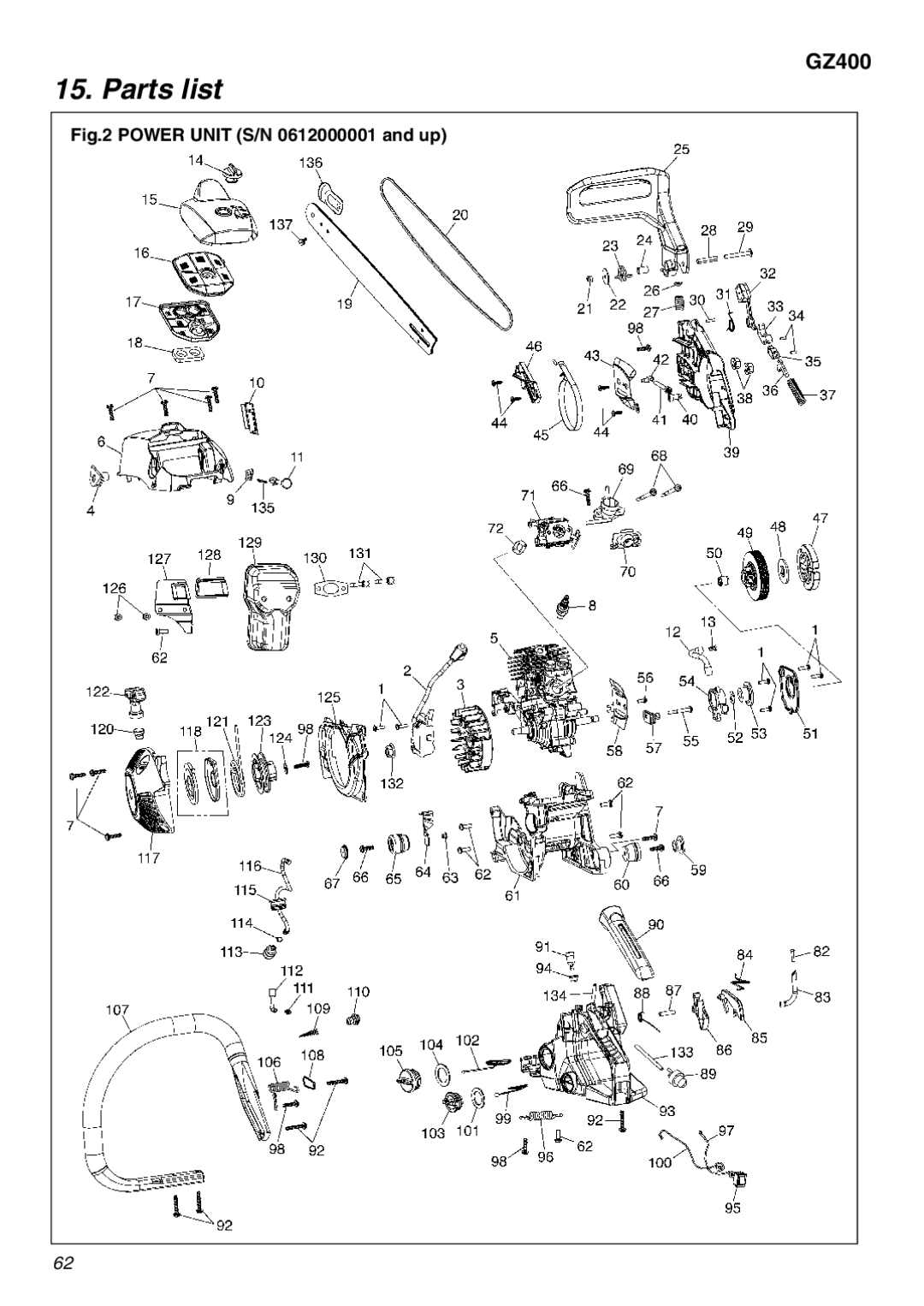 RedMax GZ400 manual Parts list 