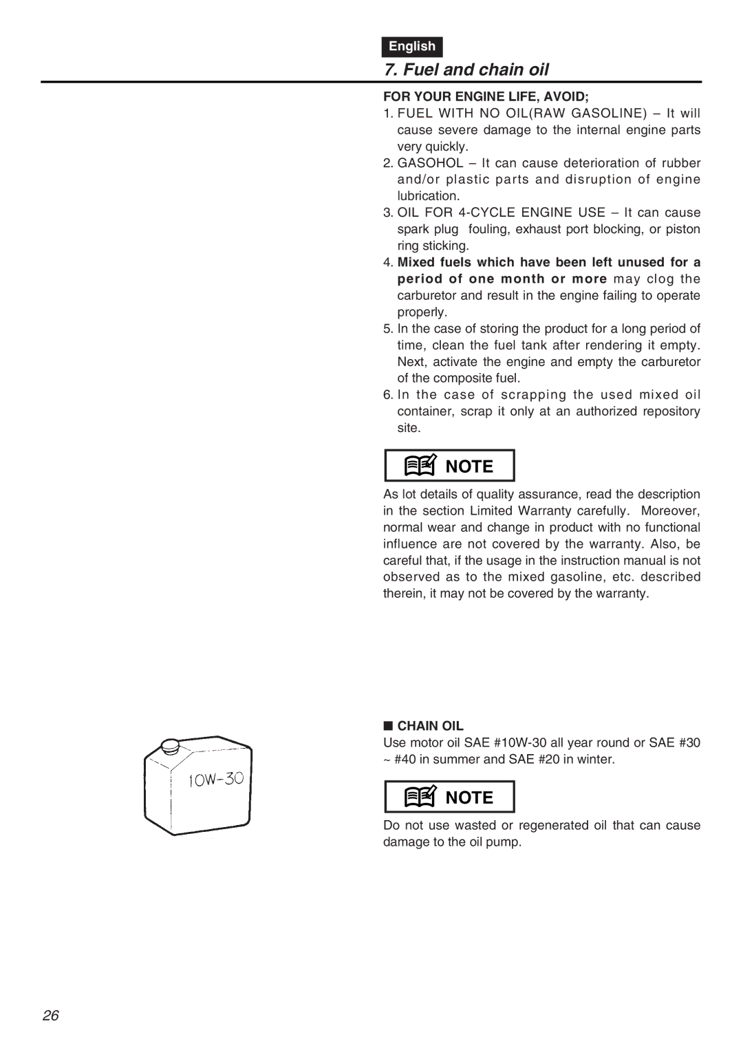 RedMax GZ4000 manual For Your Engine LIFE, Avoid, Chain OIL 