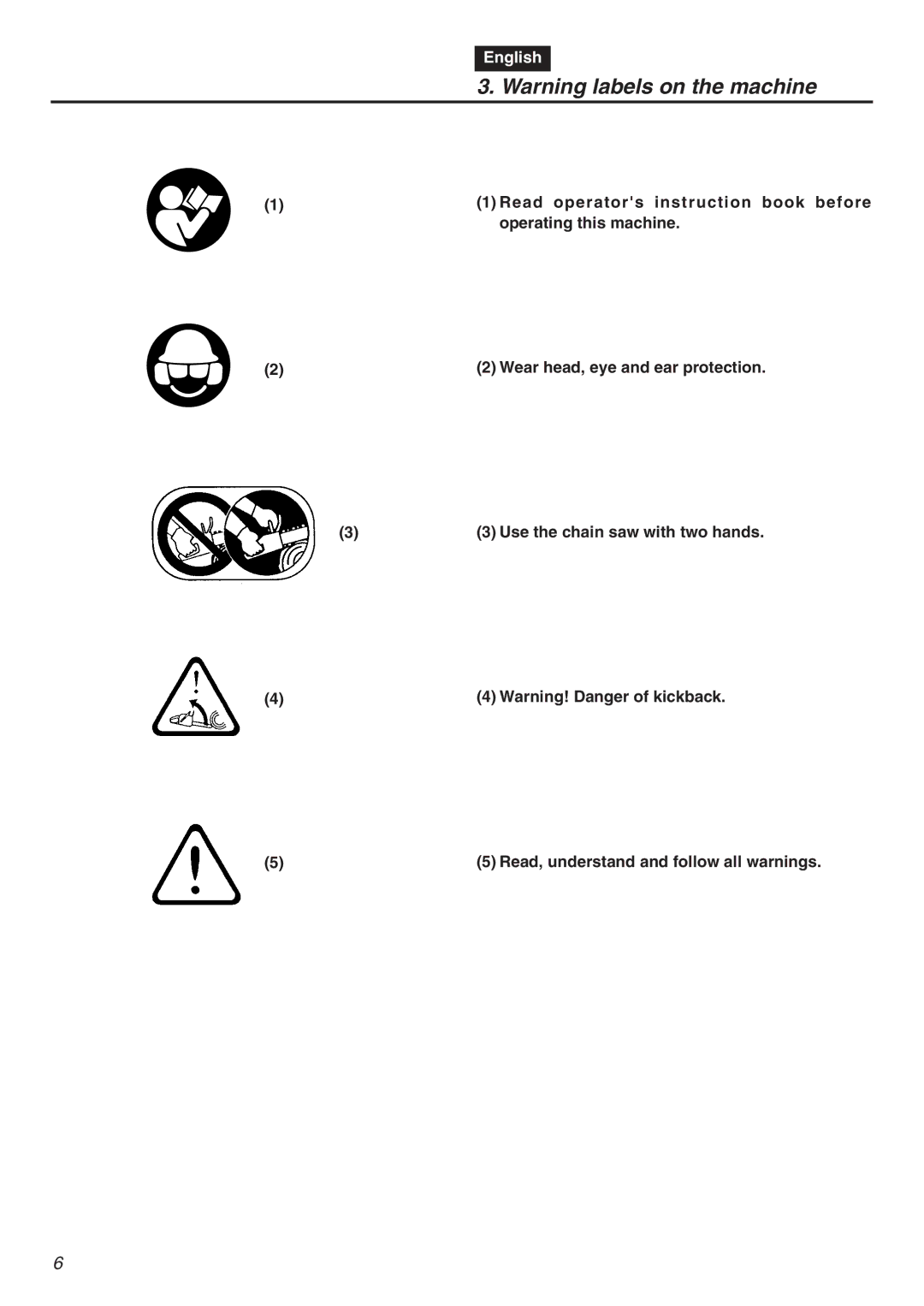 RedMax GZ4000 manual Read operators instruction book before, Operating this machine, Use the chain saw with two hands 