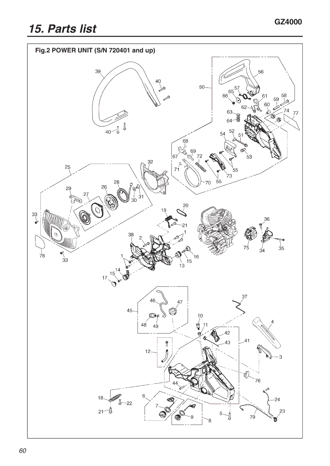 RedMax GZ4000 manual Parts list 