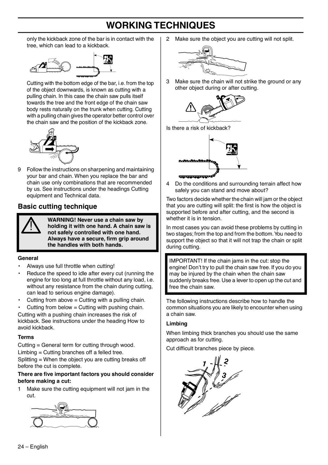 RedMax GZ7000 manual Basic cutting technique, Terms, Limbing 