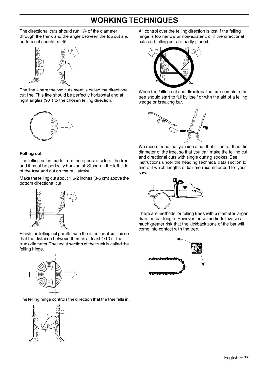 RedMax GZ7000 manual Felling cut 