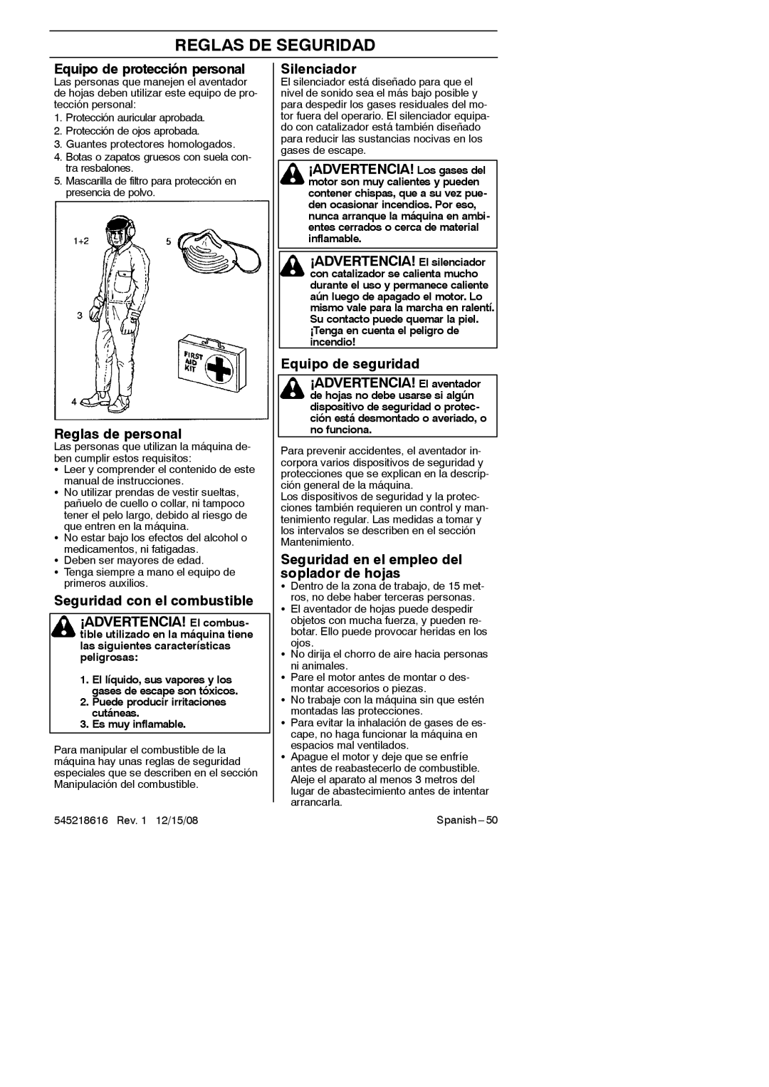 RedMax HB280 manual Reglas DE Seguridad 