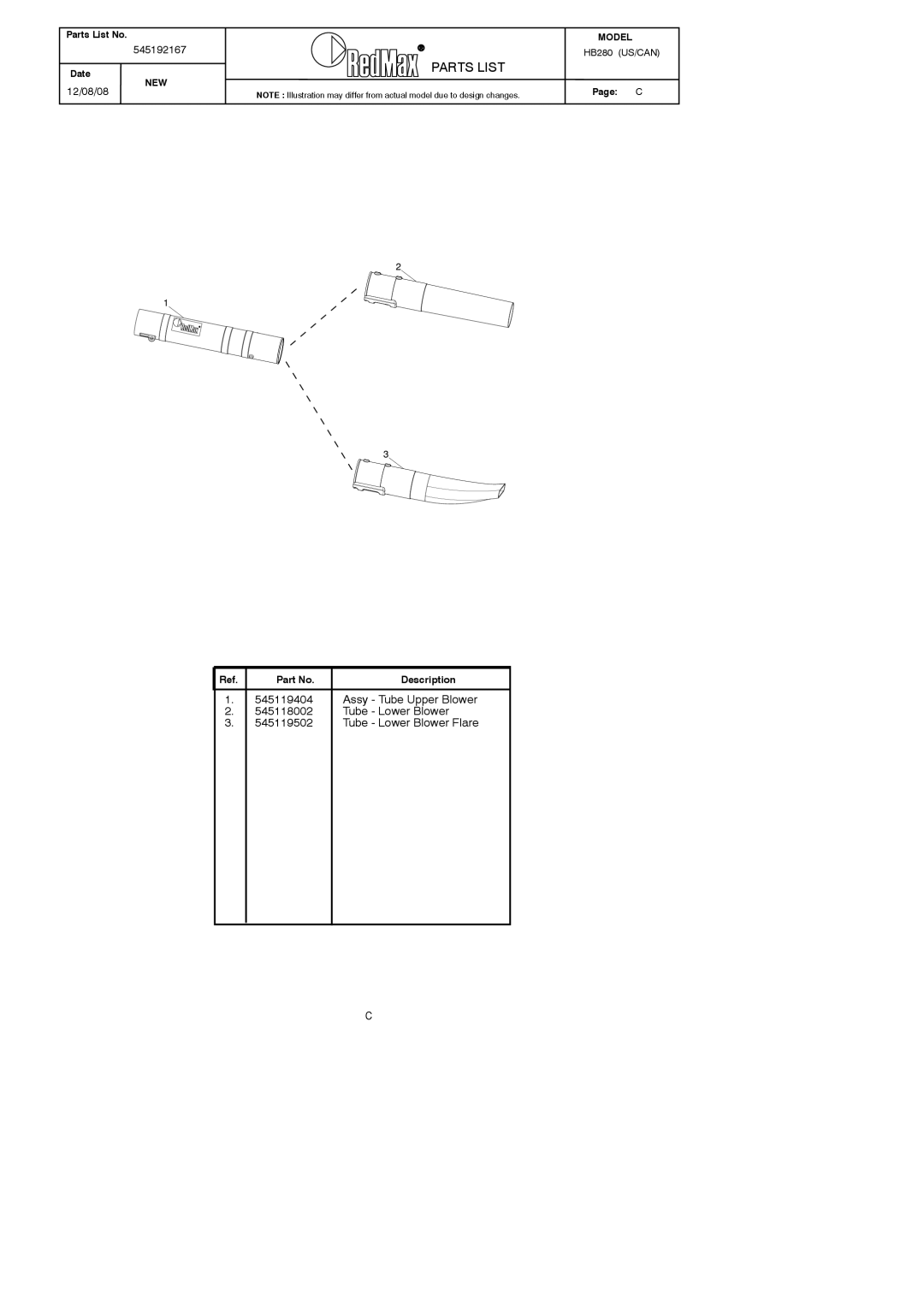 RedMax HB280 manual 545192167 